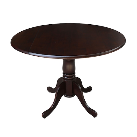 International Concepts Round 42 in Round Dual Drop Leaf Pedestal Table, Rich Mocha, 42 W, 42 L, 29.5 in H, Wood T15-42DP